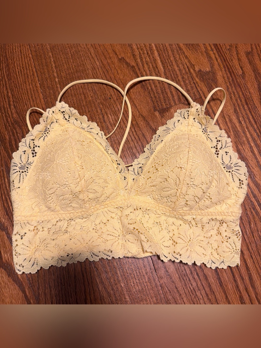 VS pink yellow lace bra camo top - size XL